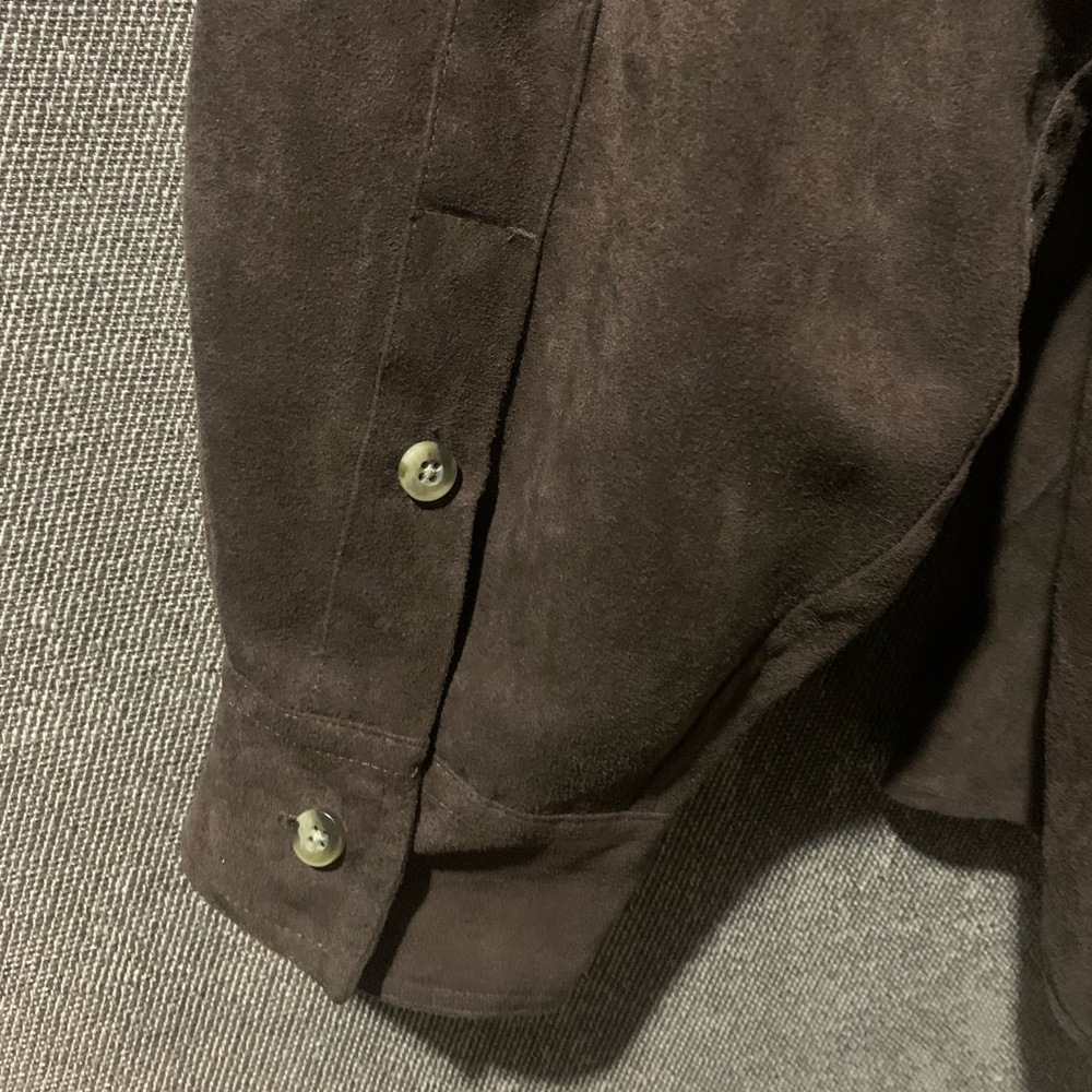 Dark Brown Faux Suede Shirt - Picture 5 of 7
